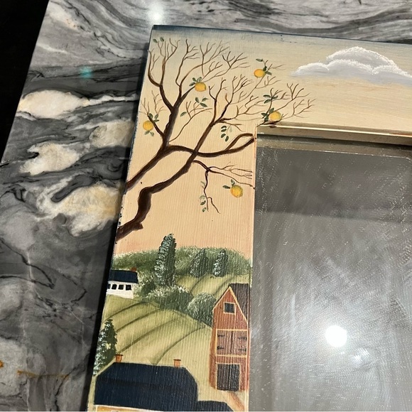 Vintage American Folk Art Wooden Frame Mirror Signed Dated - Picture 6 of 12